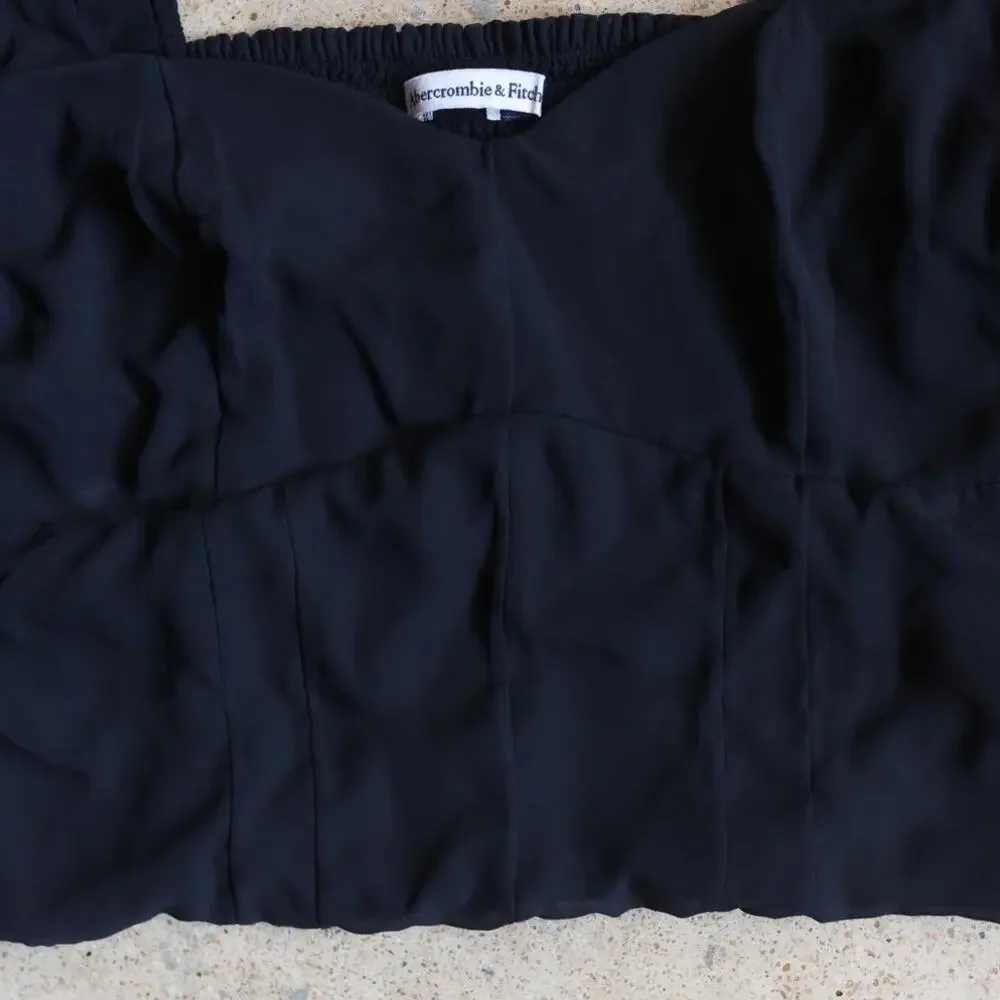 Abercrombie Black Puff Sleeve Cropped Blouse Y2K Coquette M